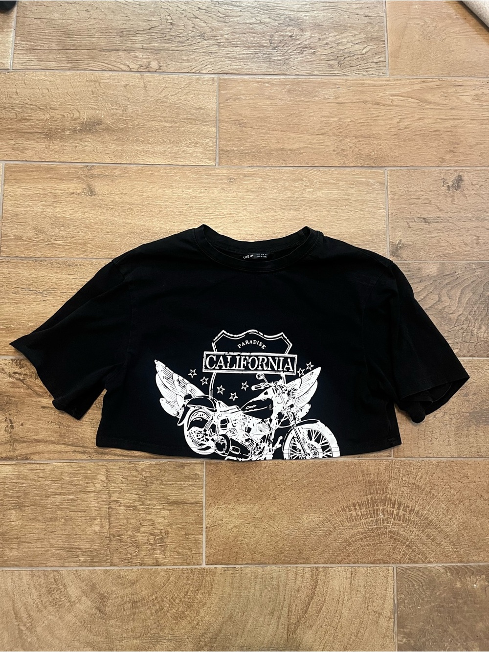 California Motorcycle Graphic Crop Top - Black